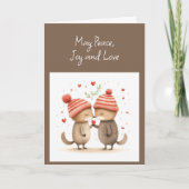 Peace Joy Love Kerstwensen Kaart (Voorkant)