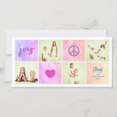 Peace Joy Love Kleurrijke Pleinen Stijlvol 4 Foto Feestdagenkaart (Voorkant)