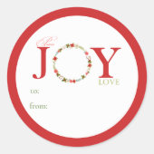 Peace Joy Love krans kerstcadeau Label (Voorkant)
