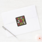 PEACE JOY LOVE-label voor blokletters Vierkante Sticker (Envelop)