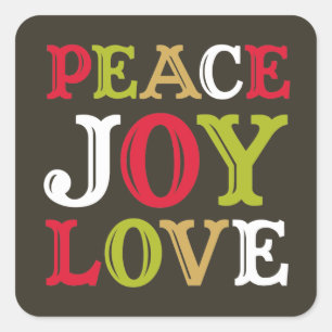 PEACE JOY LOVE-label voor blokletters Vierkante Sticker