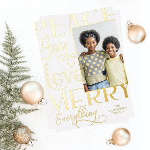 Peace Joy Love Merry Alles Type Border Photo Folie Feestdagenkaart