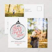 Peace, Joy & Love Photo Holiday Briefkaart (Voorkant / Achterkant)