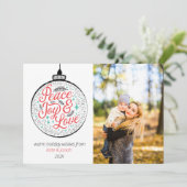 Peace, Joy & Love Photo Holiday Briefkaart (Staand voorkant)