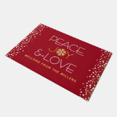Peace Joy Love Red Kerstmis Bold Modern Snowflake Deurmat (Schuin)