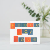 PEACE JOY LOVE Sandpaper Letters Feestdagenkaart (Staand voorkant)