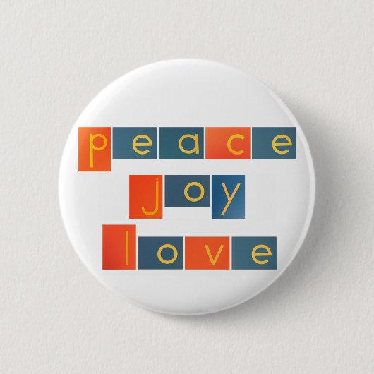 PEACE JOY LOVE Sandpaper Letters Ronde Button 5,7 Cm (Voorkant)