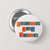 PEACE JOY LOVE Sandpaper Letters Ronde Button 5,7 Cm (Voorkant /achterkant)