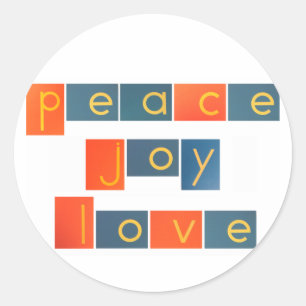 PEACE JOY LOVE Sandpaper Letters Ronde Sticker