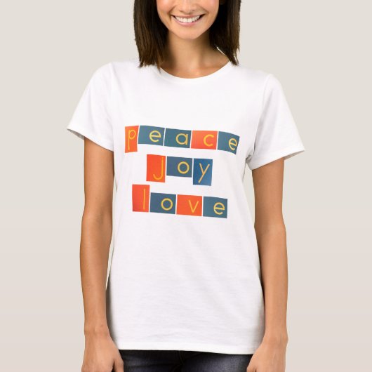 PEACE JOY LOVE Sandpaper Letters T-shirt (Voorkant)