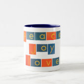 PEACE JOY LOVE Sandpaper Letters Tweekleurige Koffiemok (Center)