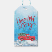 Peace Joy Love Snow Red Truck Cadeaulabel (Voorkant)