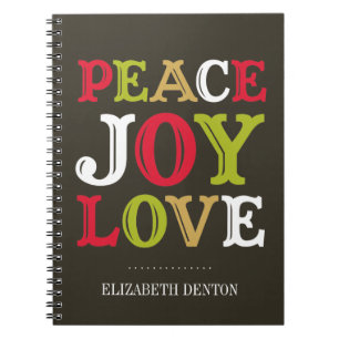 PEACE JOY LOVE typografie vaktijdschrift Notitieboek