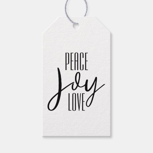 Peace Joy Love | vakantie met zwart-wit streep Cadeaulabel (Voorkant)