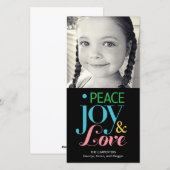 Peace Joy & Love-vakantiefotokaart Feestdagenkaart (Voorkant / Achterkant)