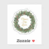 Peace Joy Love Wreath Classic Christmas Message Sticker (Vel)
