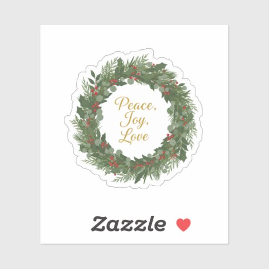 Peace Joy Love Wreath Classic Christmas Message  Sticker (Vel)