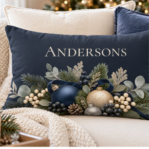 Peace & Joy Midnight Navy Elegante Kerst Kussen