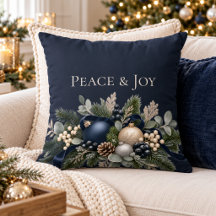 Peace & Joy Midnight Navy Elegante Kerstdeken
