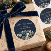 Peace & Joy Midnight Navy Elegante Kerststikker