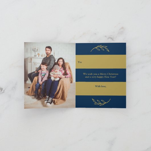 Peace & Joy Modern Photo Christmas Holiday Feestdagen Kaart (Binnen)