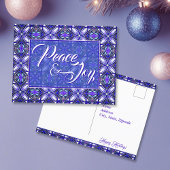 Peace & Joy Paarse kerst Briefkaart