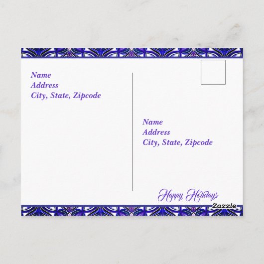 Peace & Joy Paarse kerst Briefkaart (Achterkant)