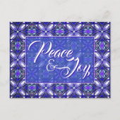 Peace & Joy Paarse kerst Briefkaart (Voorkant)