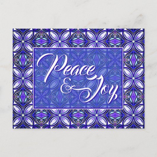 Peace & Joy Paarse kerst Briefkaart (Voorkant)