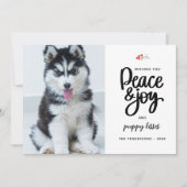 Peace, Joy & Puppy Kusjes, 2 foto's Custom Feestdagenkaart (Voorkant)
