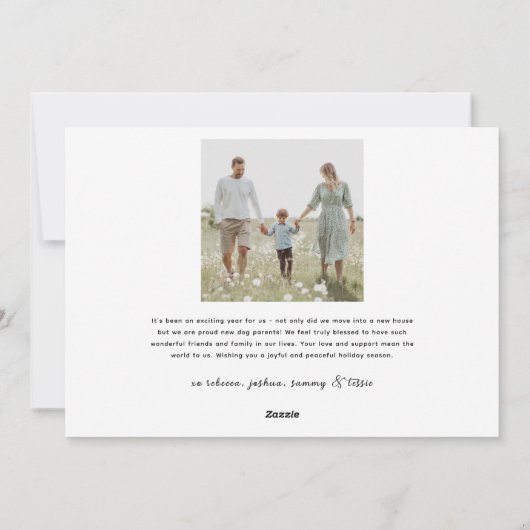 Peace, Joy & Puppy Kusjes, 2 foto's Custom Feestdagenkaart (Achterkant)