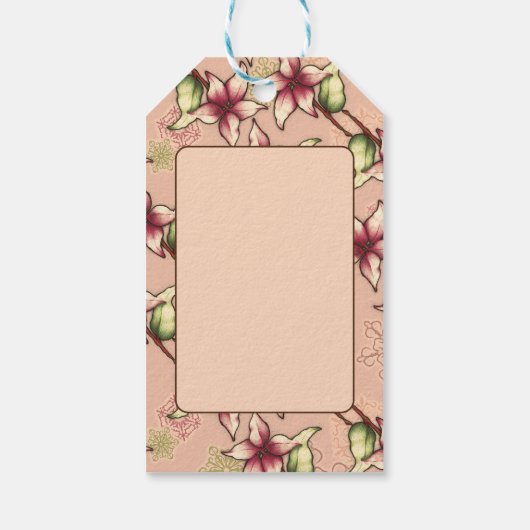 Peace & Joy, roze en gouden glitter kerst Cadeaulabel (Achterkant)