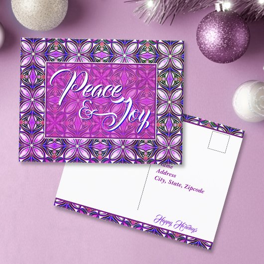Peace & Joy Roze Kerst Briefkaart