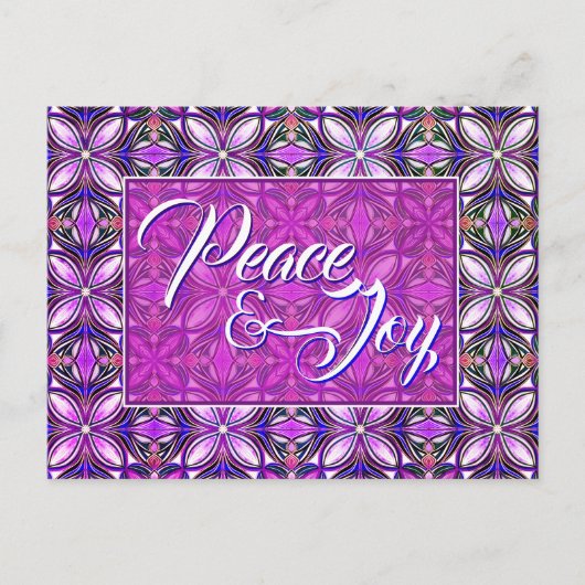 Peace & Joy Roze Kerst Briefkaart (Voorkant)