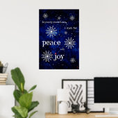 Peace Joy Sterrennacht Kerstwensen Vakantie Poster (Thuiskantoor)