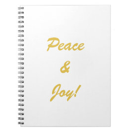 Peace & Joy typografie script in goudkleur Notitieboek