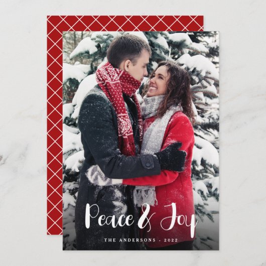 Peace & Joy Vertical Photo met kerstmis Feestdagenkaart (Voorkant / Achterkant)