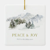 Peace & Joy Winter Mountain Christmas Keramisch Ornament (Achterkant)