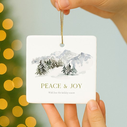 Peace & Joy Winter Mountain Christmas Keramisch Ornament
