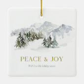 Peace & Joy Winter Mountain Kerstmis Keramisch Ornament (Achterkant)