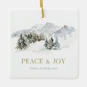 Peace & Joy Winter Mountain Kerstmis Keramisch Ornament (Voorkant)