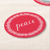 Peace Kerstfeest Ronde Kartonnen Onderzetter (Gebogen)