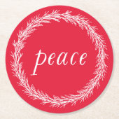 Peace Kerstfeest Ronde Kartonnen Onderzetter (Voorkant)