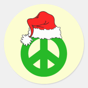 Peace Kerstfeest Ronde Sticker