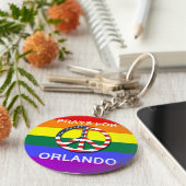 Peace Keychain 5,7 cm -  " Prays For Orlando" (Zijkant)