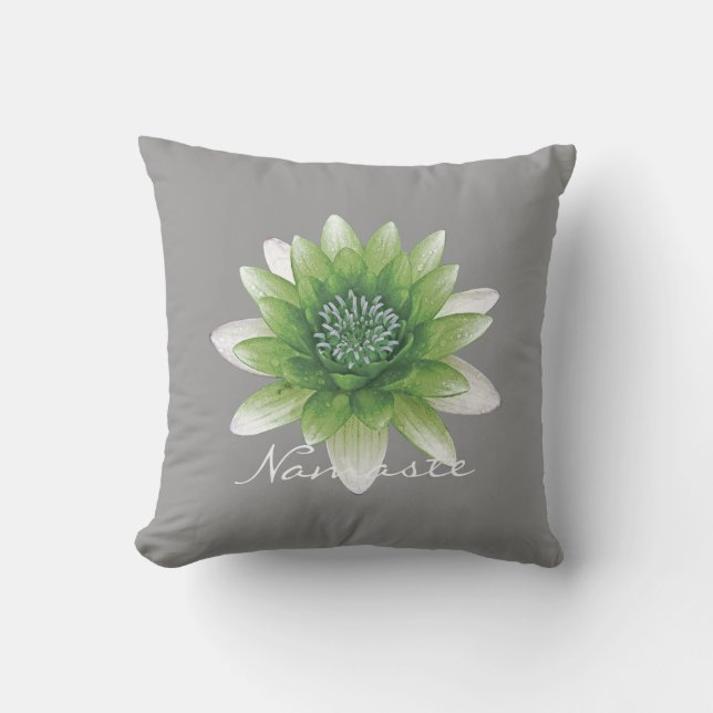Peace l Beauful Green Lotus Flower/Water Lily Kussen (Voorkant)
