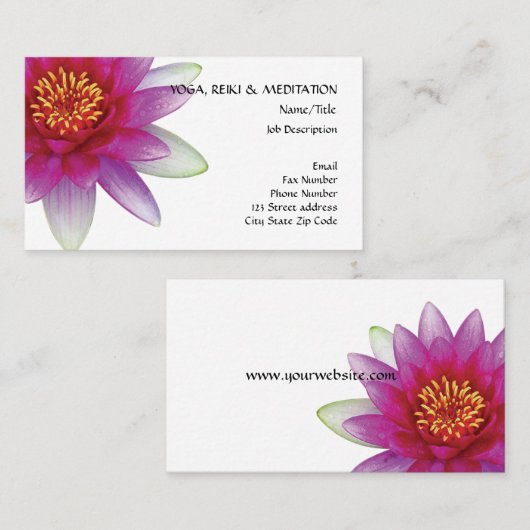 Peace l Beauful Pink Lotus Flower/Water Lily Visitekaartje (Voorkant / Achterkant)
