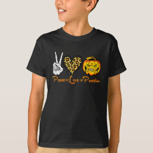 Peace Leopard Love Scary Pumpkin Halloween Kostuum T-shirt