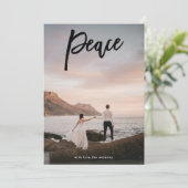 Peace Lettering kerstbekritiseerde fotokaart Feestdagenkaart (Staand voorkant)