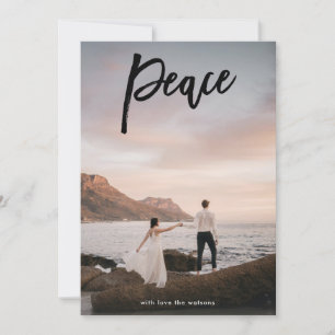Peace Lettering kerstbekritiseerde fotokaart Feestdagenkaart